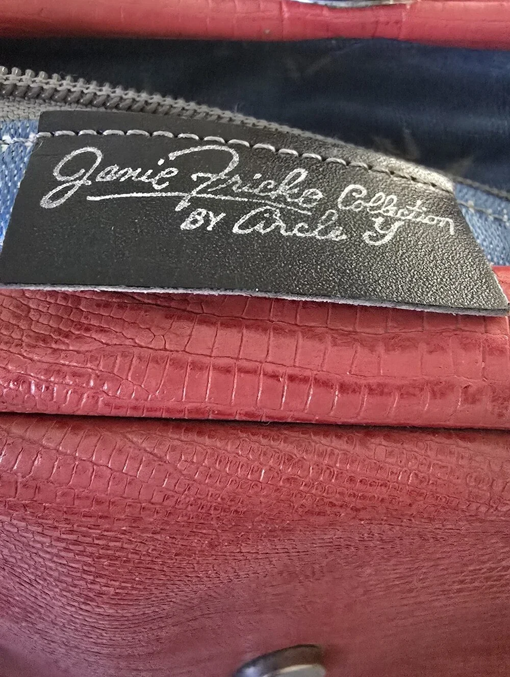 Janie Frickle Collection Circle Y Satchel Red Leather Snakeskin Western Vintage